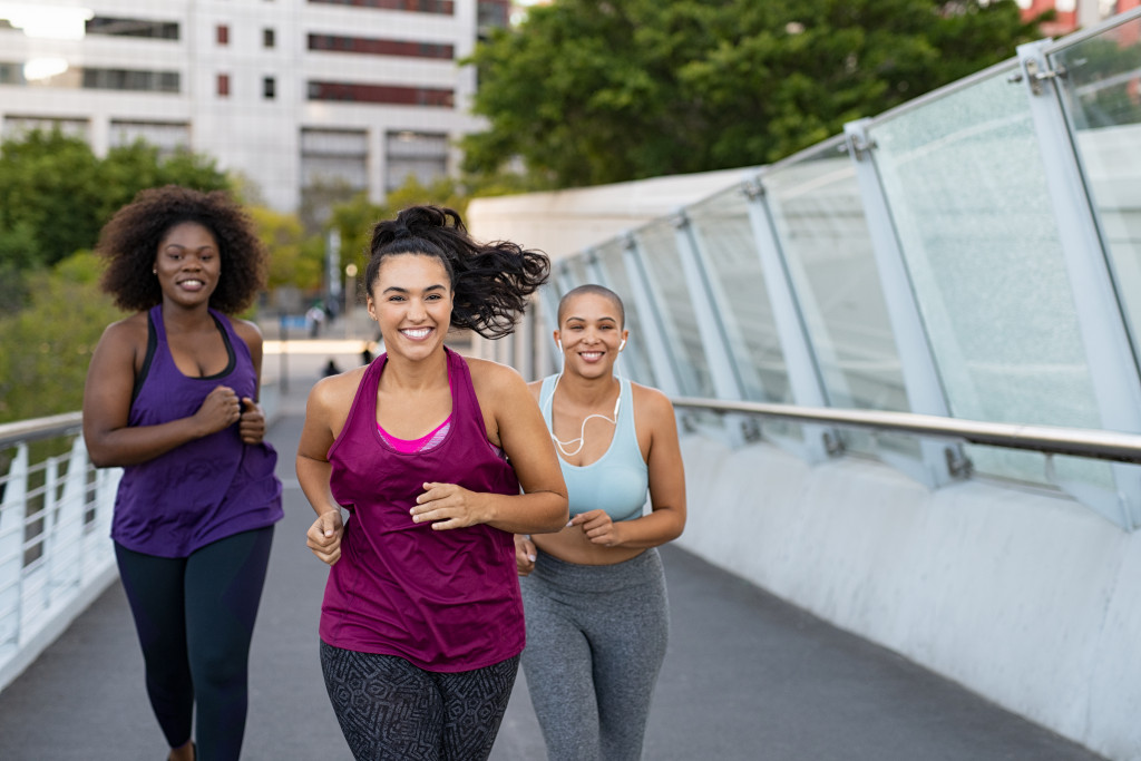 female friends exercise outdoor